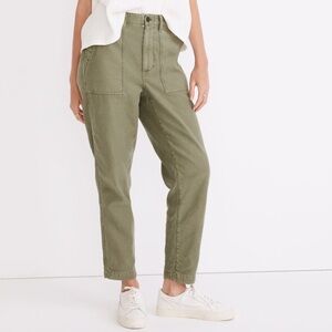 Madewell Green Tapered Leg High Waist Cargo Style Cropped Pants Size 24 NEW